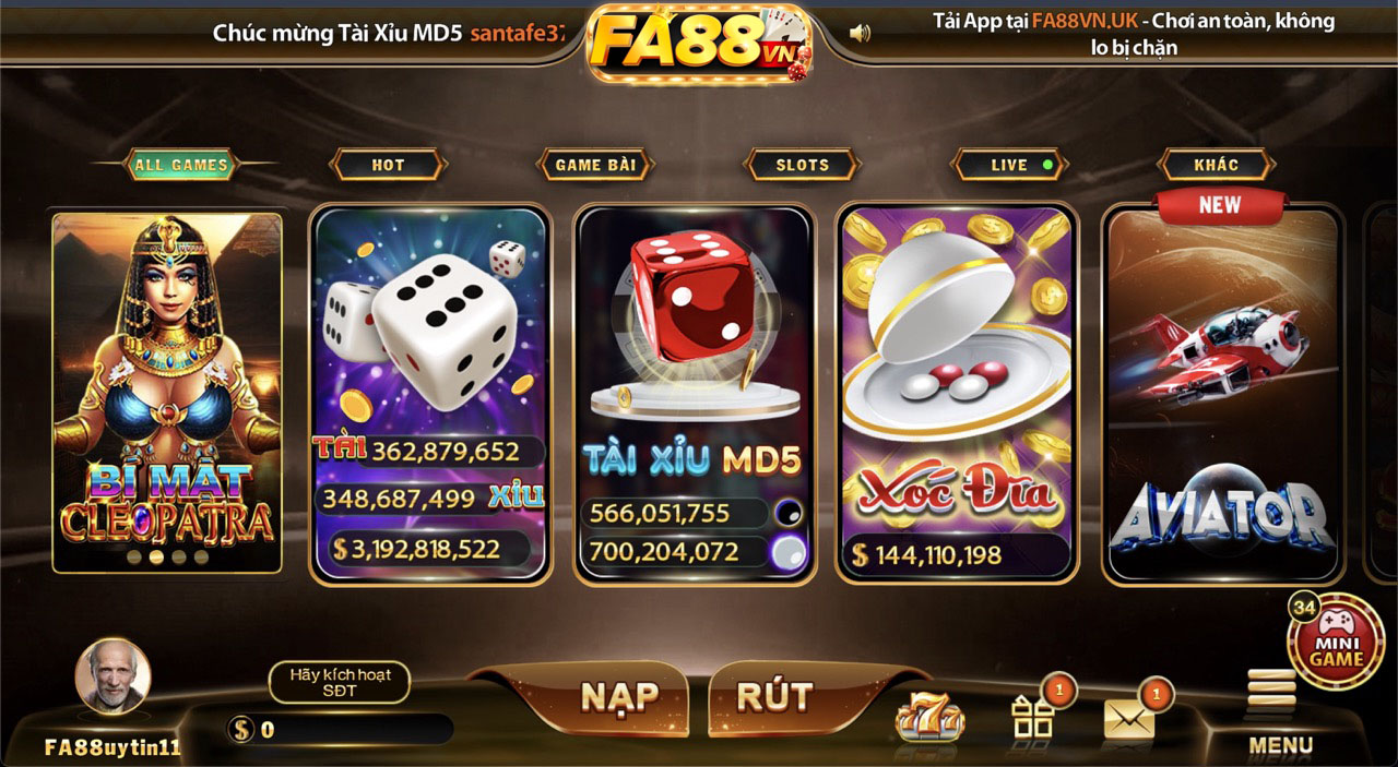 Trang game bài với giao diện cực kỳ đỉnh cao